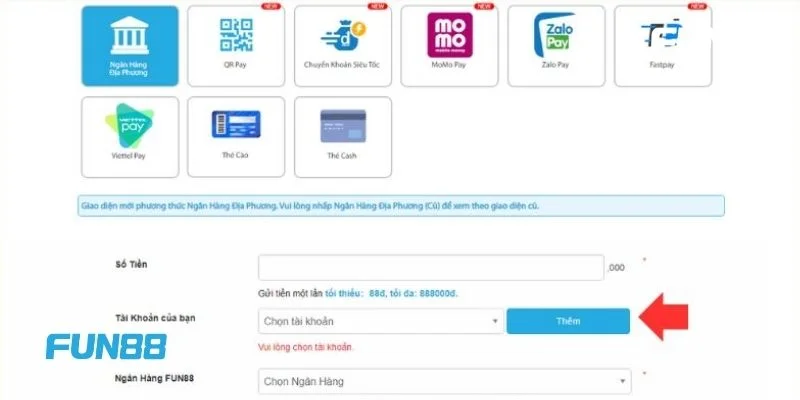 Fun88 - Link Vào Nhà Cái Fun 88 Chính Thức 2025 13 Chỉ vài bước là bạn lập tức có thể nạp tiền vào sảnh cược của Fun88.
